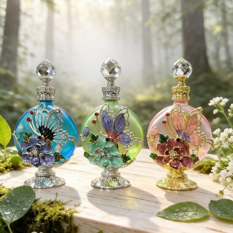 Perfume Fragrance Lotion - 4개입 빈 향수병 에나멜 나비 모양